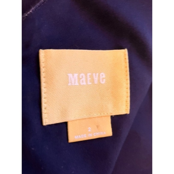 Maeve Anthropologie Chevron Mitered Dress Blue V-Neck Sz 2 Sleeveless - Picture 7 of 11